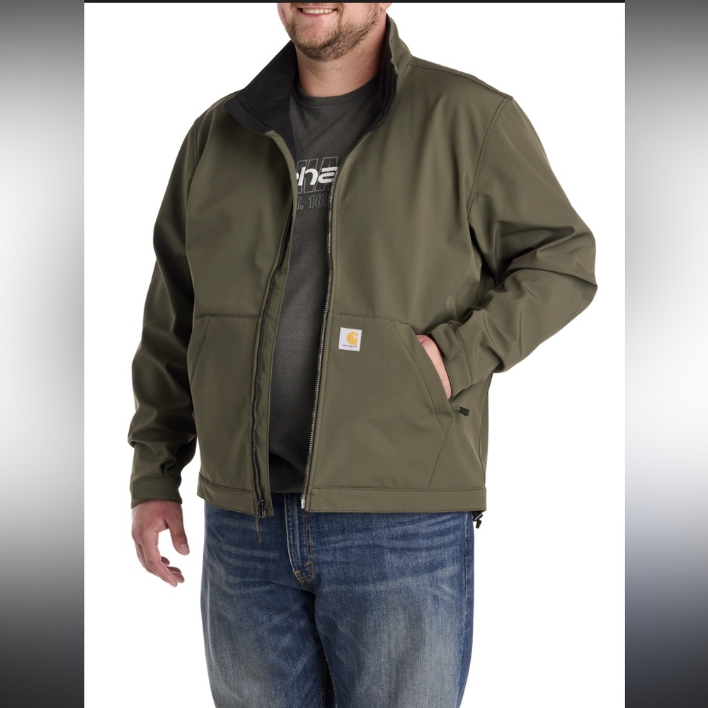 Carhartt Olive Green Zip Front Work Jacket rain defender